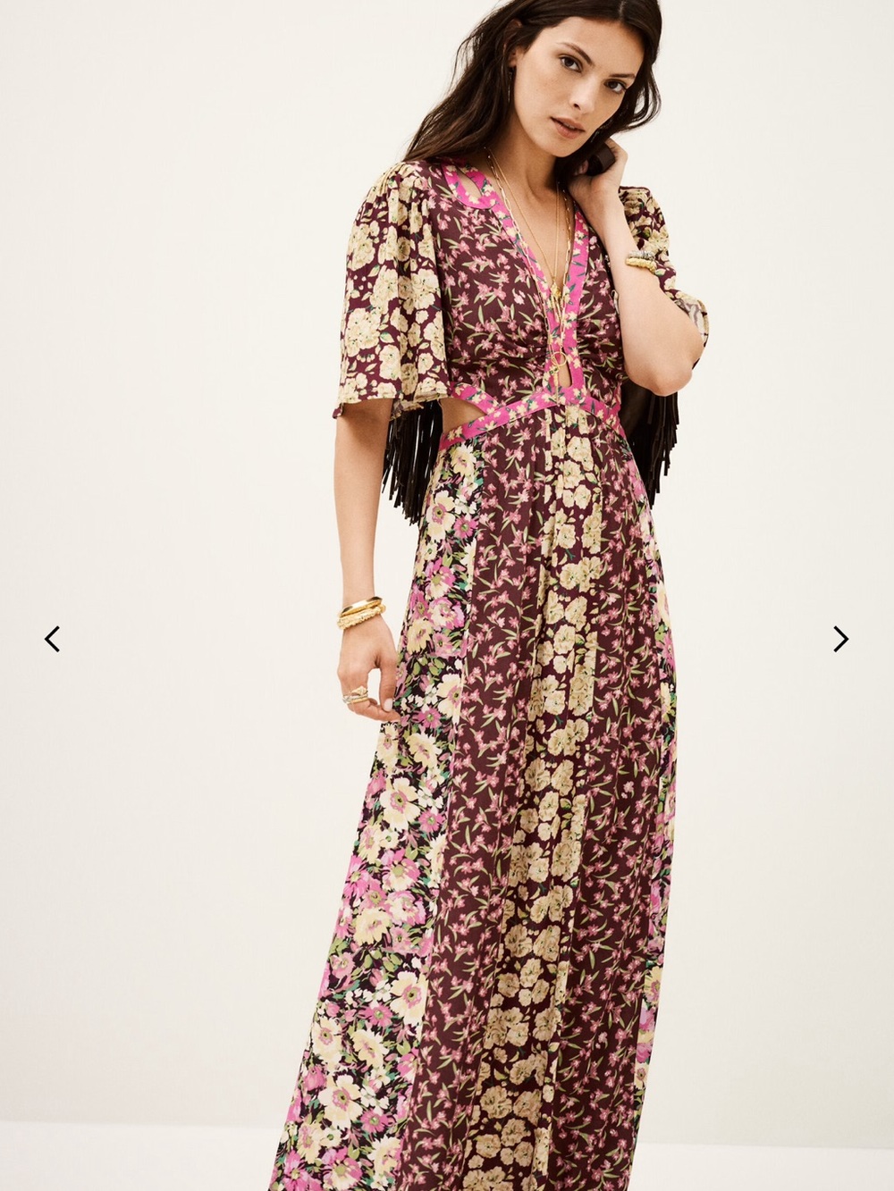 Still in Stores Worn Once ba&sh Ilma Maxi Dress Flutter Sleeve Fall 6